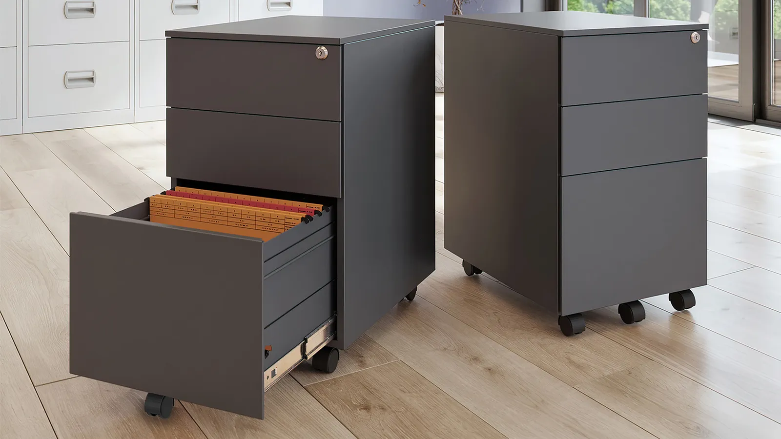 Roll- & Standcontainer aus Stahl und Holz – Bild 1