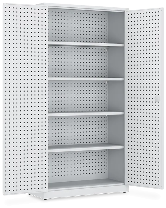 Werkstattschrank mit Lochreihen