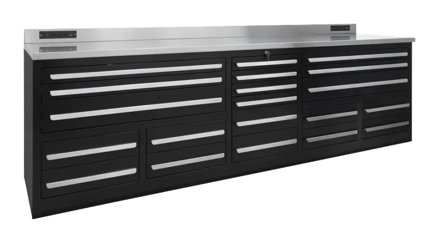 Werkbank 20 Schubladen, 2850 mm