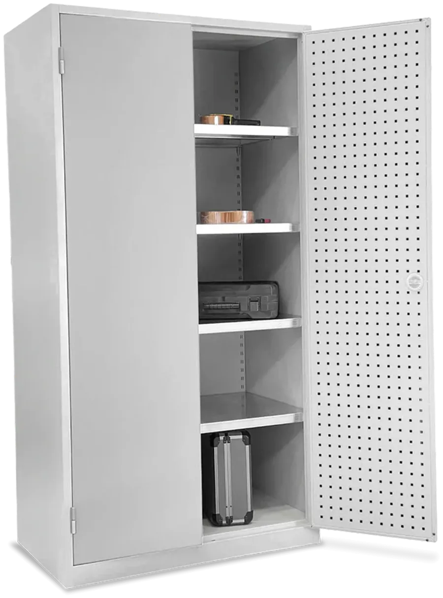 Werkstattschrank mit Lochplatten-Türen